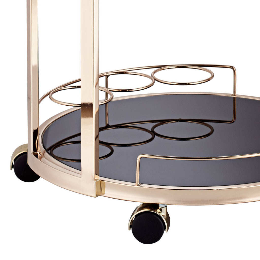 Round Black Glass Serving Cart U512037