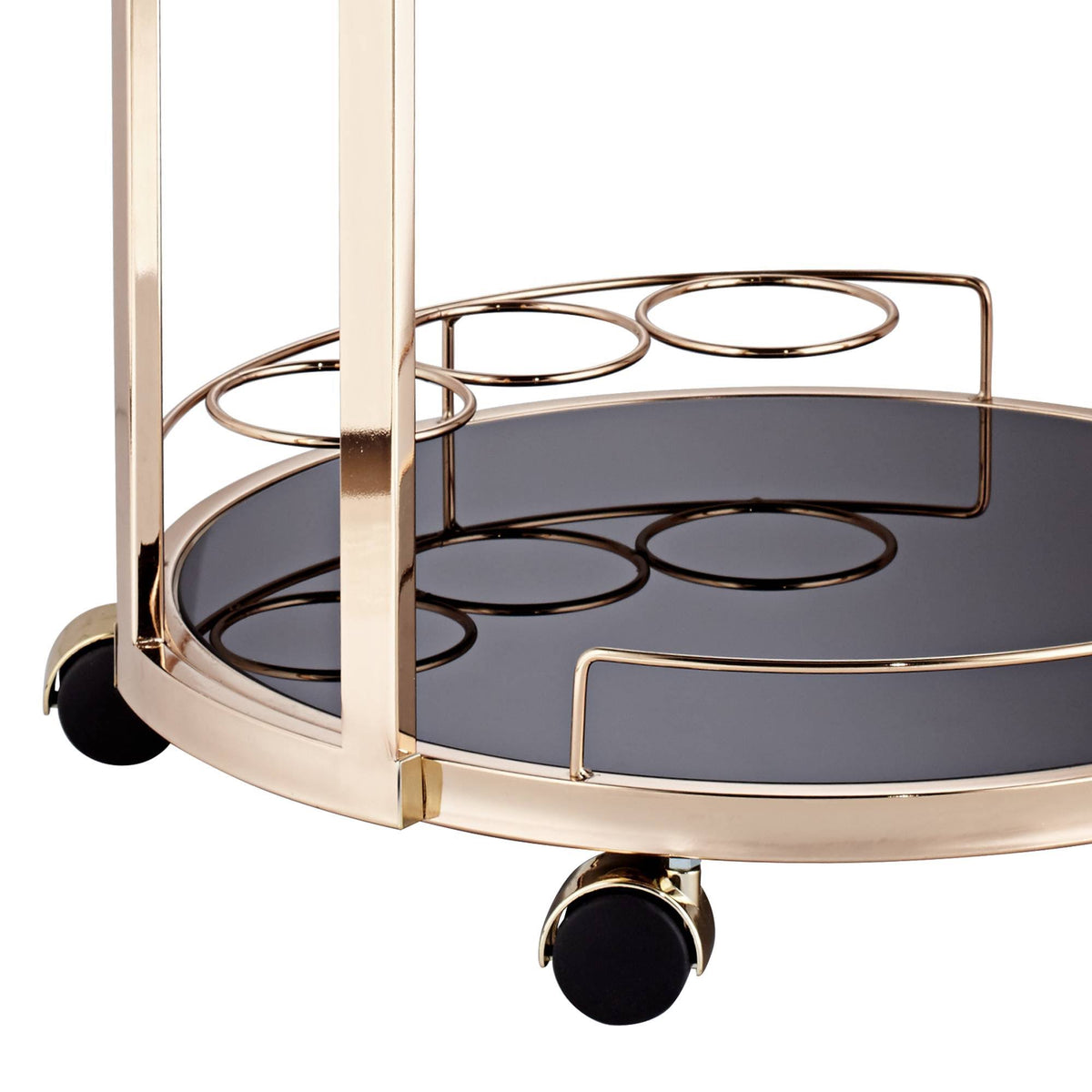 Round Black Glass Serving Cart U512037