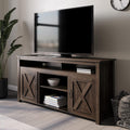 Barn Door Wood TV Stand & Media Console Table with Open Shelves and Cabinets K46514