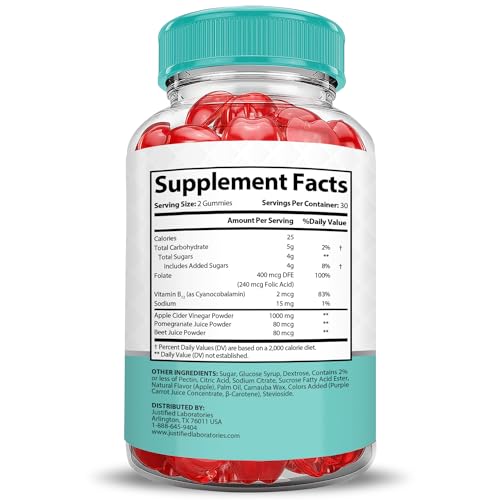 Keto ACV Gummies 1000MG Apple Cider Vinegar with Pomegranate Beet Juice Powder B12 Vegan Non GMO 60 Gummies Z1626