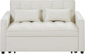 Ivory Velvet 2 Seater Convertible Loveseat Sleeper Sofa with Pull-Out Bed Q84581