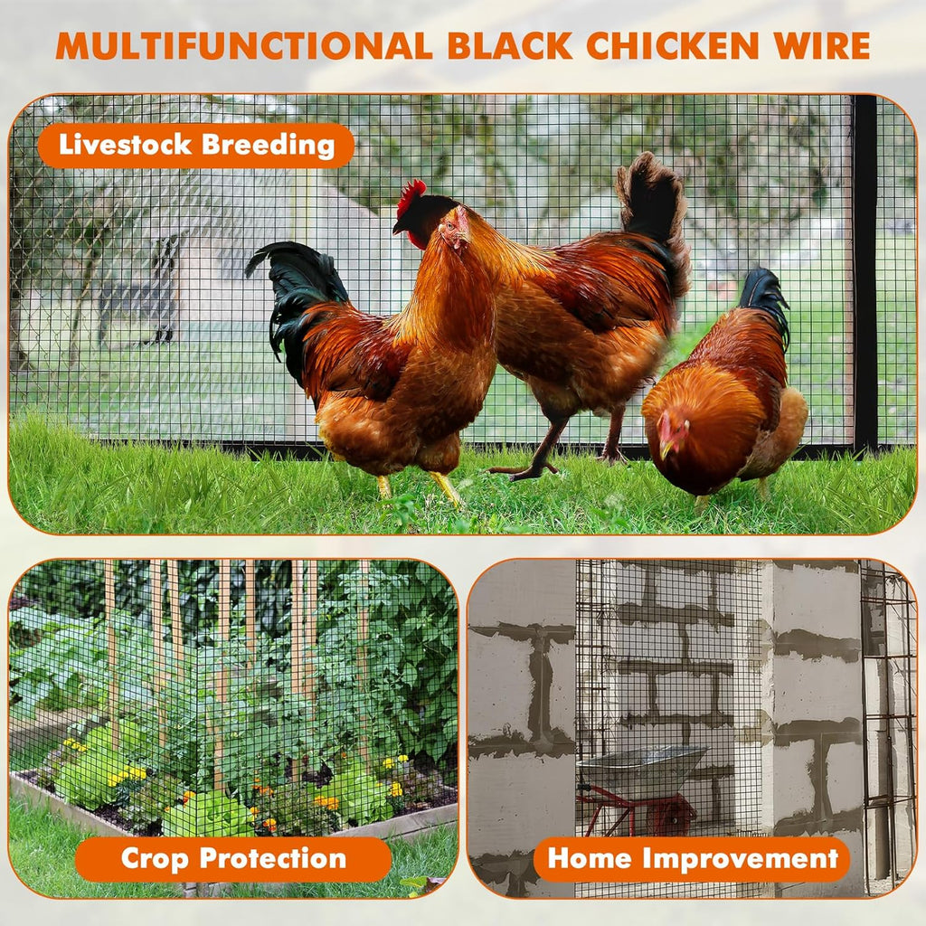 1/2 inch 36 x 100 ft 19 Gauge Black PVC Coated Galvanized Wire Mesh Roll N78860