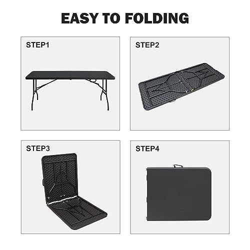 White Black Plastic Folding Table S607535