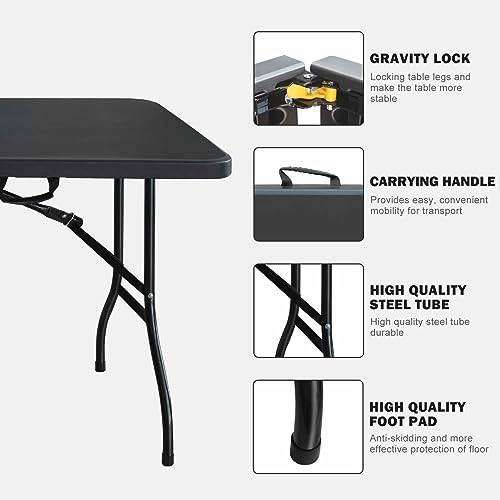 White Black Plastic Folding Table S607535