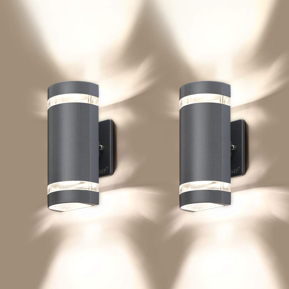 2 Pack Semi Cylinder Up and Down Lights Aluminum Waterproof Outdoor Wall Lamps Y8224