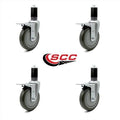 5 inch Gray Polyurethane Expanding Stem Caster Set T74973