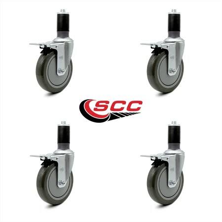 5 inch Gray Polyurethane Expanding Stem Caster Set T74973