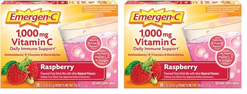 30 Count Raspberry Flavor Dietary Supplement Fizzy Drink Mix with 1000mg Vitamin C T50973