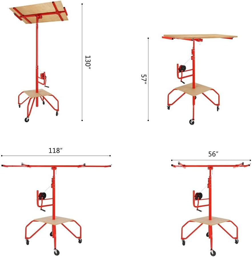 Drywall Lift Rolling Panel Hoist Jack Lifter 16FT P8023