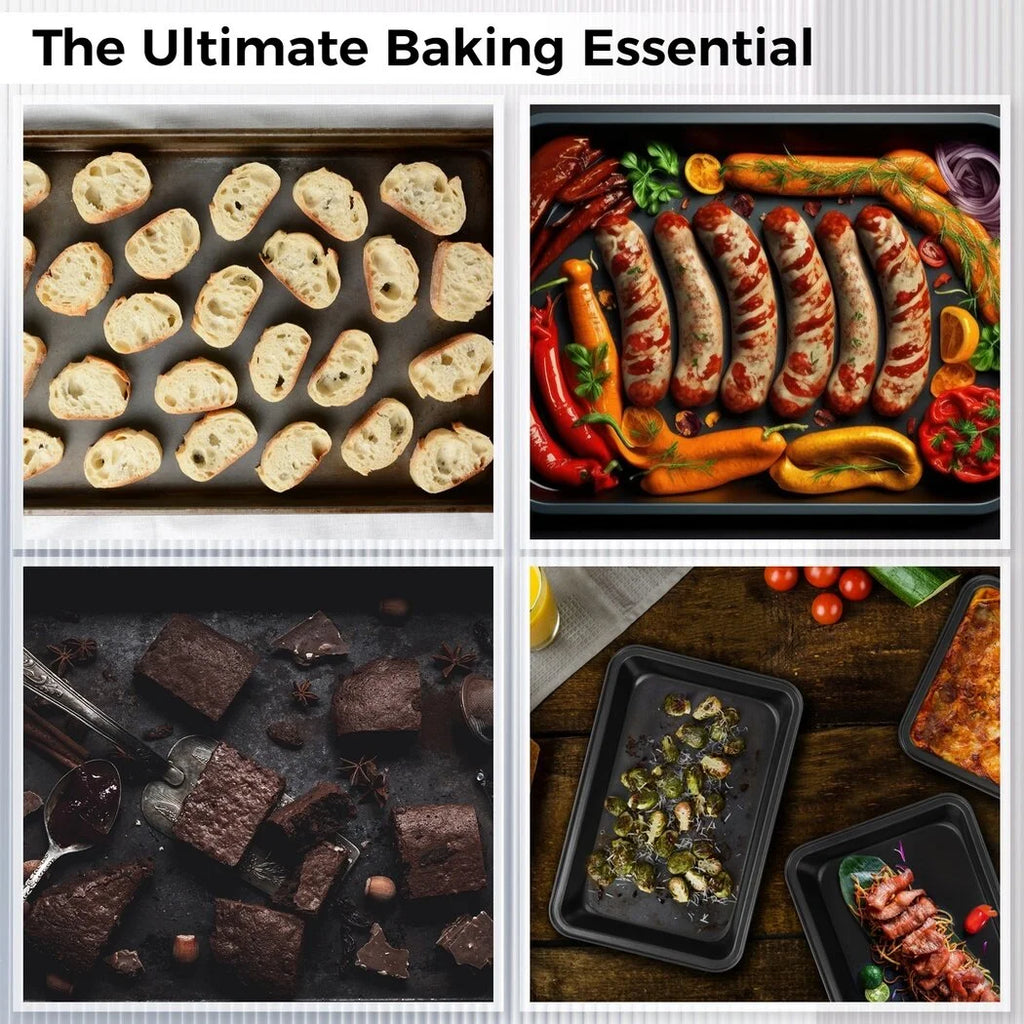 3 PCS Non-Stick Carbon Steel Baking Trays Set W1680