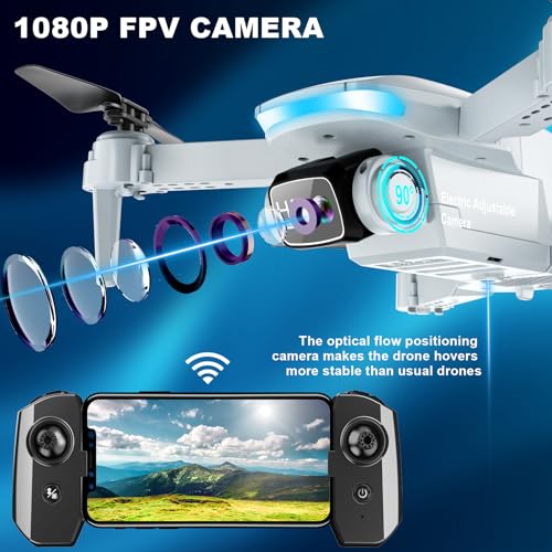 1080P HD Foldable Drone with 2 Batteries and Carrying Case D468