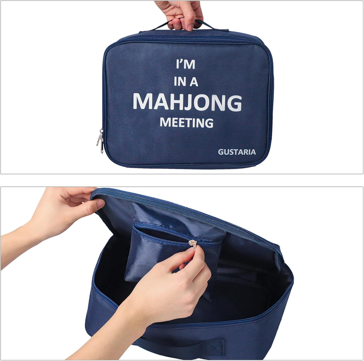 1.65'' Large Size 146 Green Tiles Mahjong Set with Blue Carrying Bag C646012