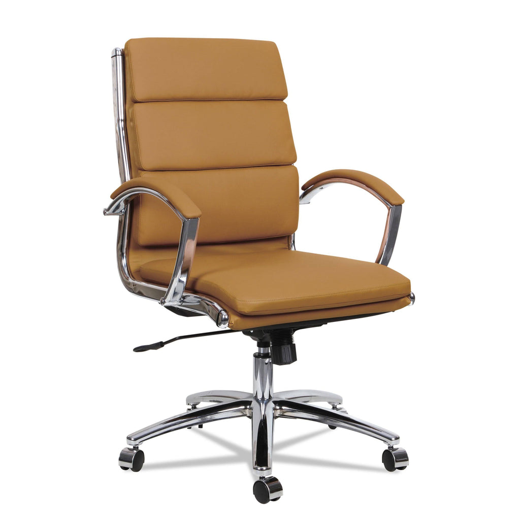 Mid-Back Slim Profile Chair Camel Soft Leather Chrome B294367