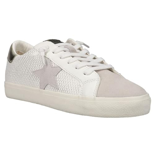 Gold Grey White Snake Lace Up Sneakers N396