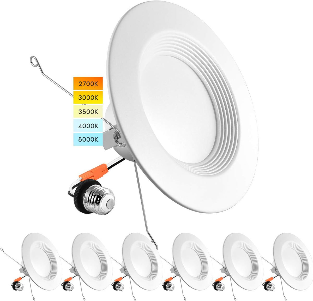 5/6 Inch LED Recessed Retrofit Downlight, 14W, Color Selectable, Dimmable, 1100 Lumens, 4 Pack X5846