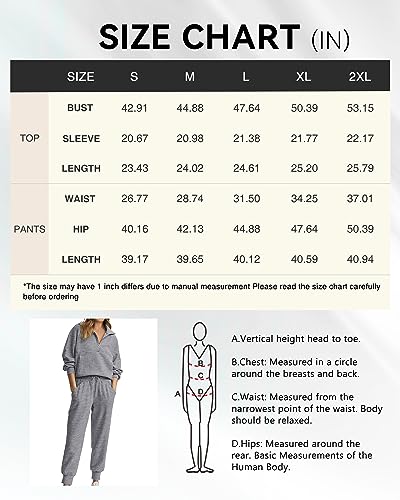 2 Piece Long Sleeve Half Zip Sweatshirt Sweatpants Lounge Set M4812