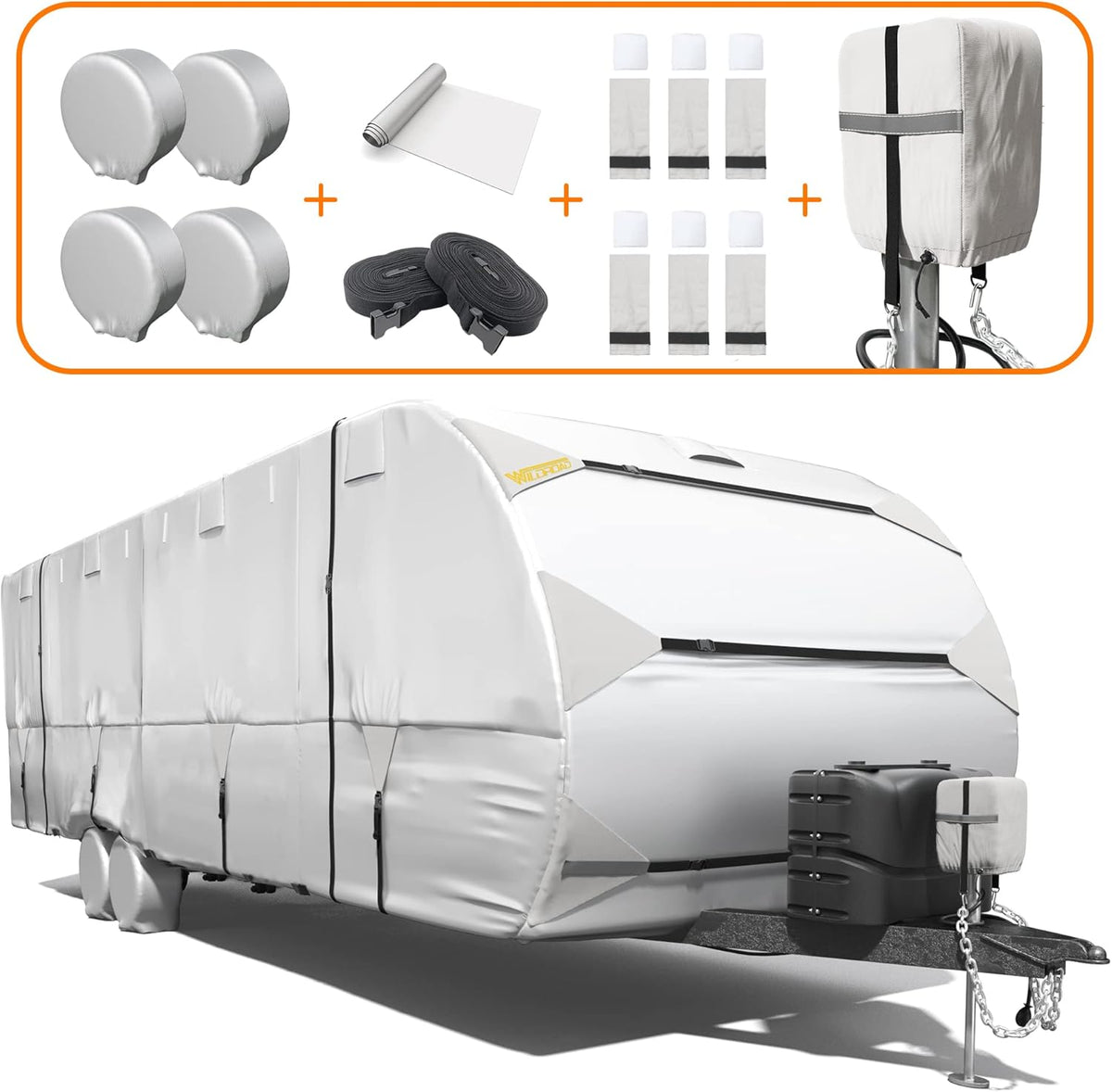300D Anti-Tear Waterproof Windproof Anti-UV RV Trailer Cover E197501