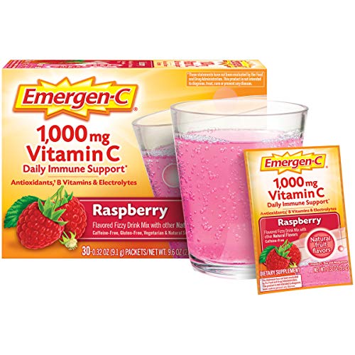 30 Count Raspberry Flavor Dietary Supplement Fizzy Drink Mix with 1000mg Vitamin C T50973