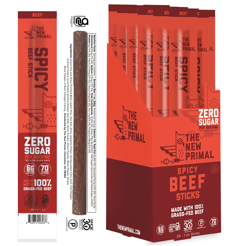 100% Grass-Fed Beef Meat Sticks (20 Sticks) P159555