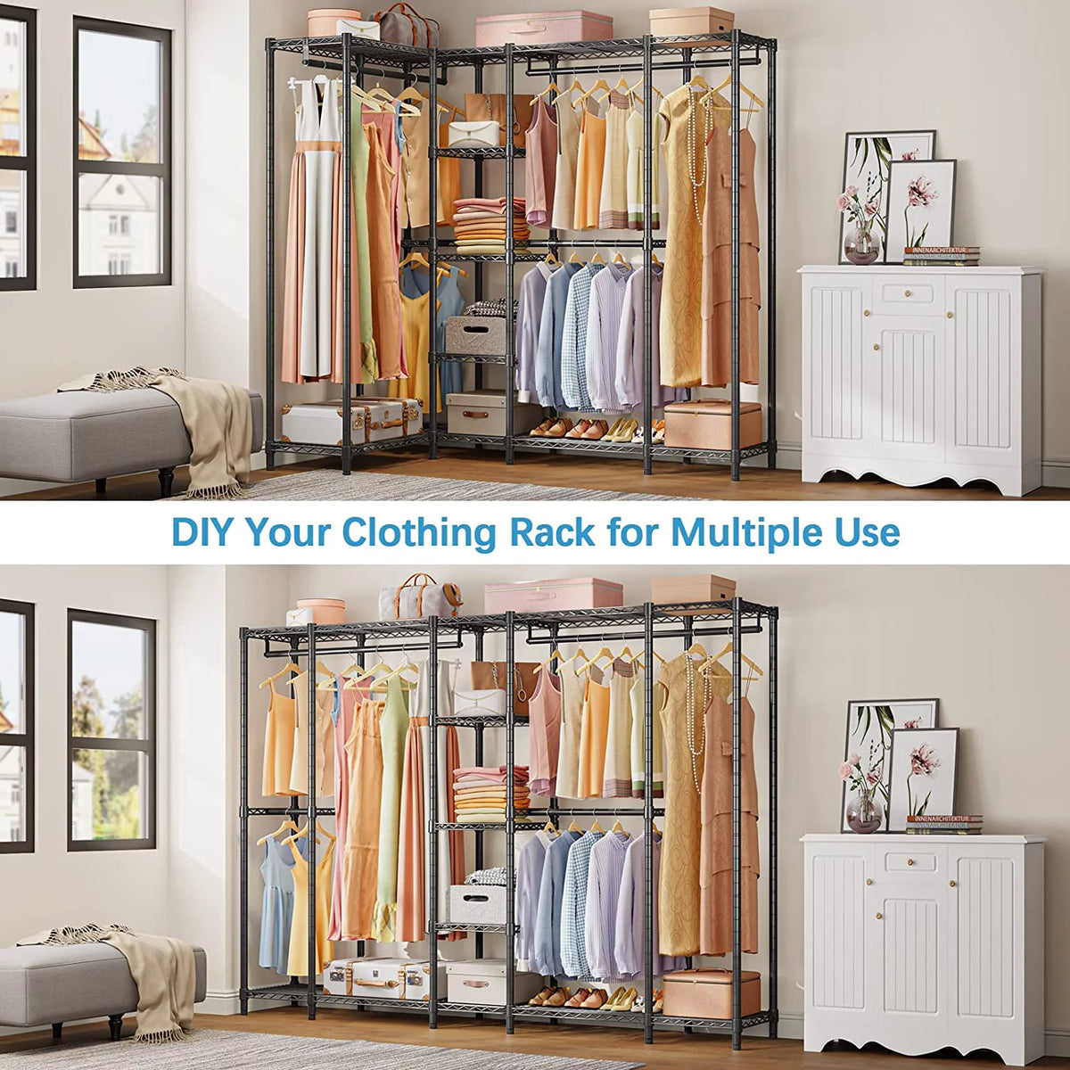Black Freestanding Metal Clothes Rack N241