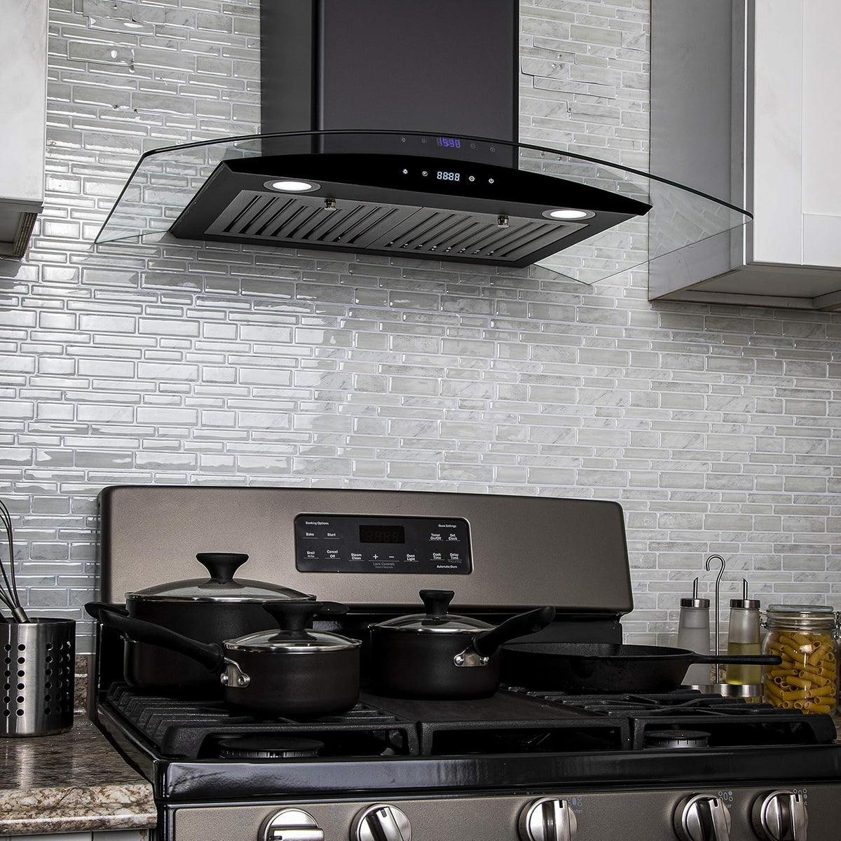 30 in Black Painted Stainless Steel Convertible Wall Mount Range Hood Y4638