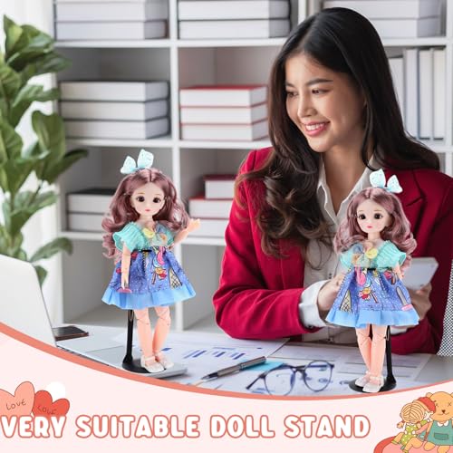 24 Pcs Adjustable Doll Stands with Expandable Waist Wire (White, Silver) Y5794