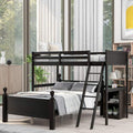 Twin Over Full Wood Loft Bunk Bed with Cabinet B9905