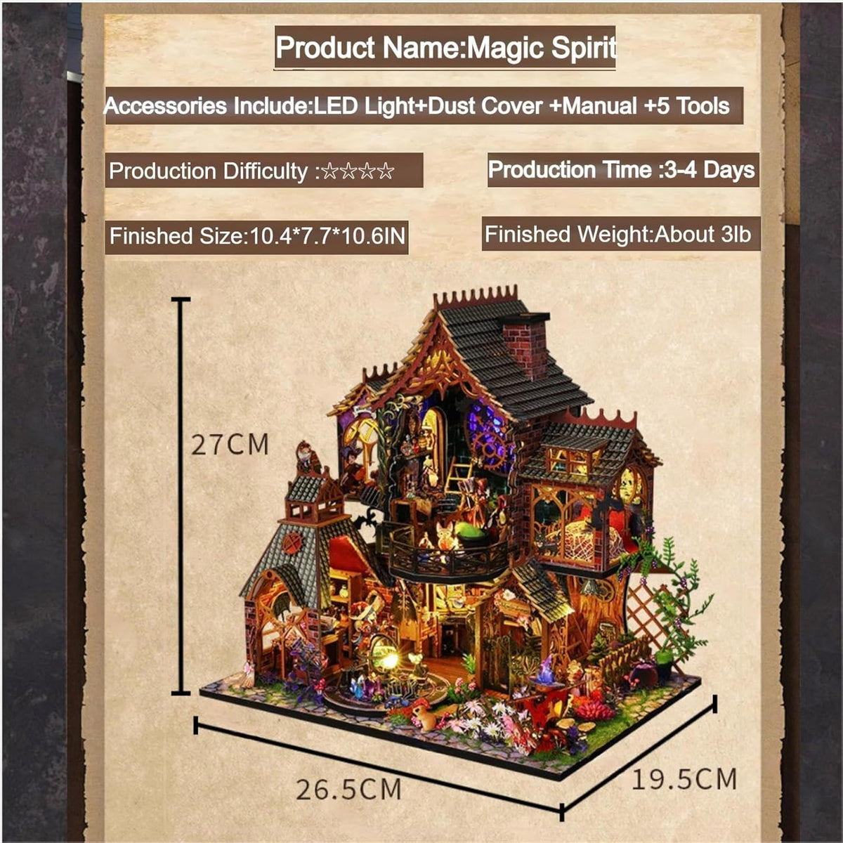 Miniature House Kit with Dust Proof Cover & Small Tools M865463