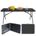 White Black Plastic Folding Table S607535