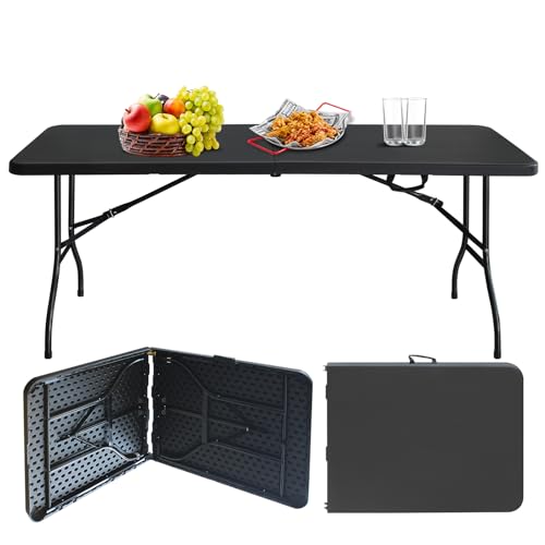 White Black Plastic Folding Table S607535