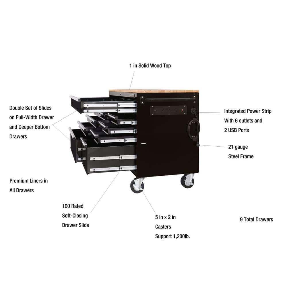 52 in. W x 25 in. D 9-Drawer Mobile Workbench Tool Chest Y59121