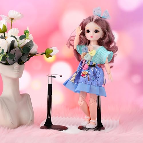 24 Pcs Adjustable Doll Stands with Expandable Waist Wire (White, Silver) Y5794