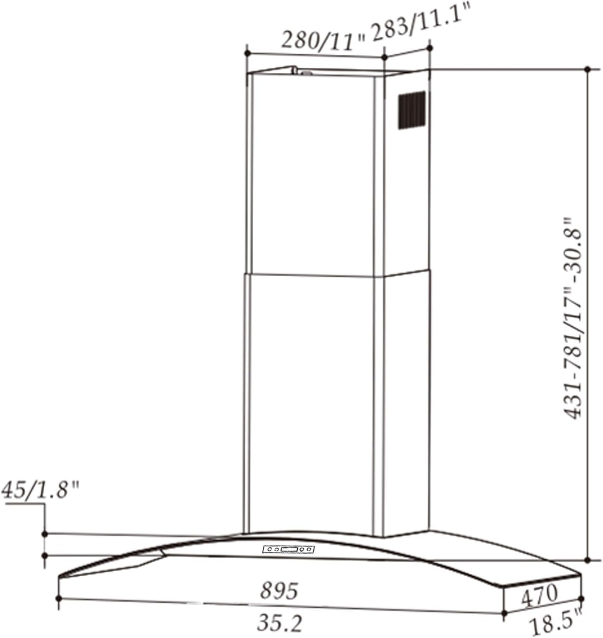 30 in Black Painted Stainless Steel Convertible Wall Mount Range Hood Y4638