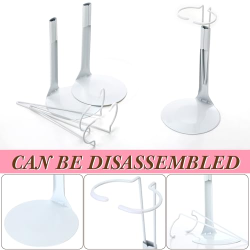 24 Pcs Adjustable Doll Stands with Expandable Waist Wire (White, Silver) Y5794