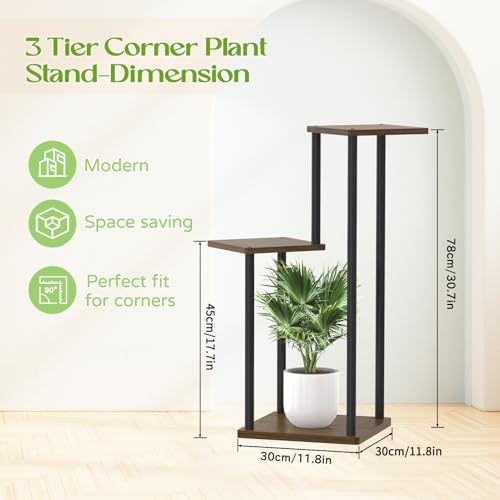 White 6 Tier Metal Wood Plant Stand S919279