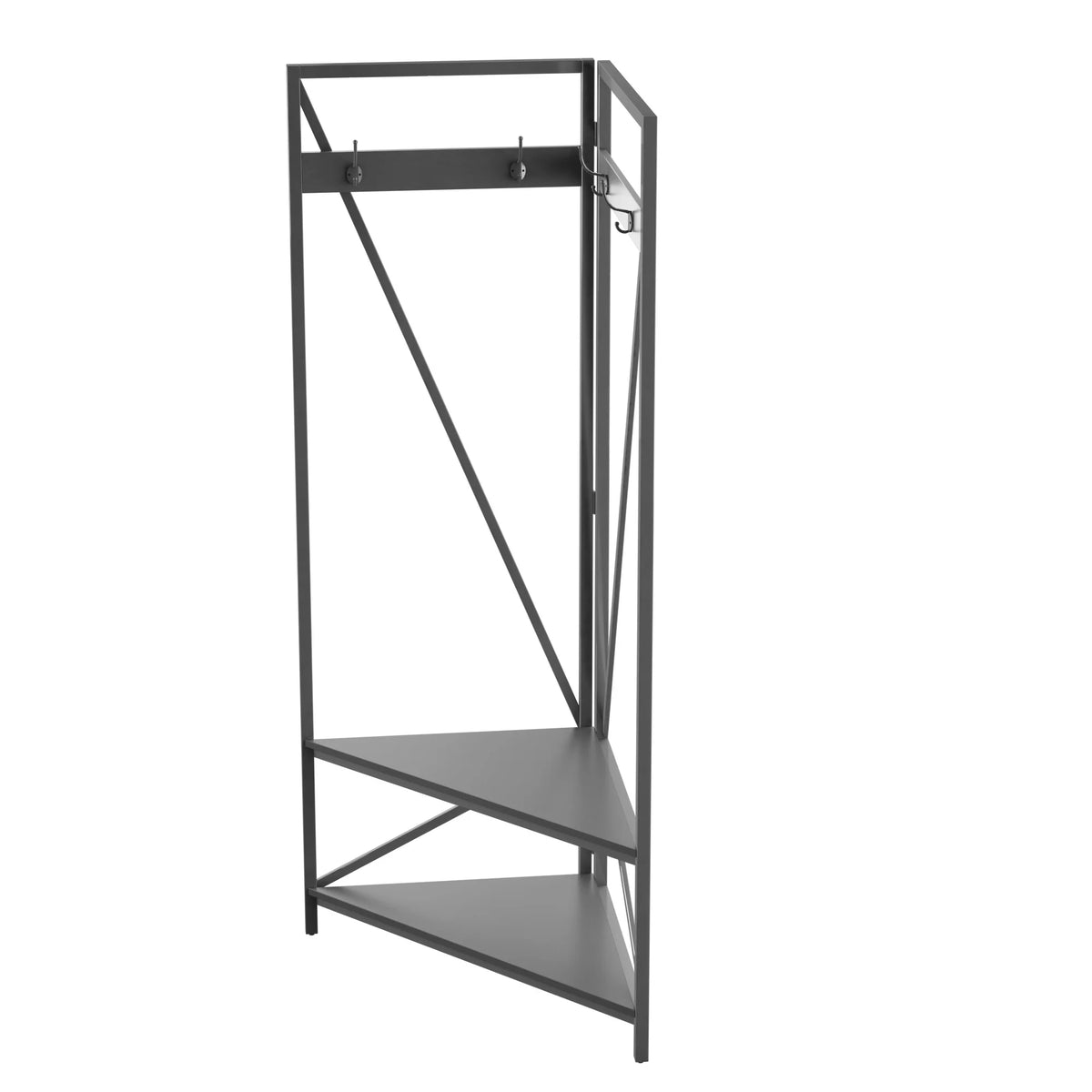 Antique Gray Corner Hall Tree with Metal Frame F329