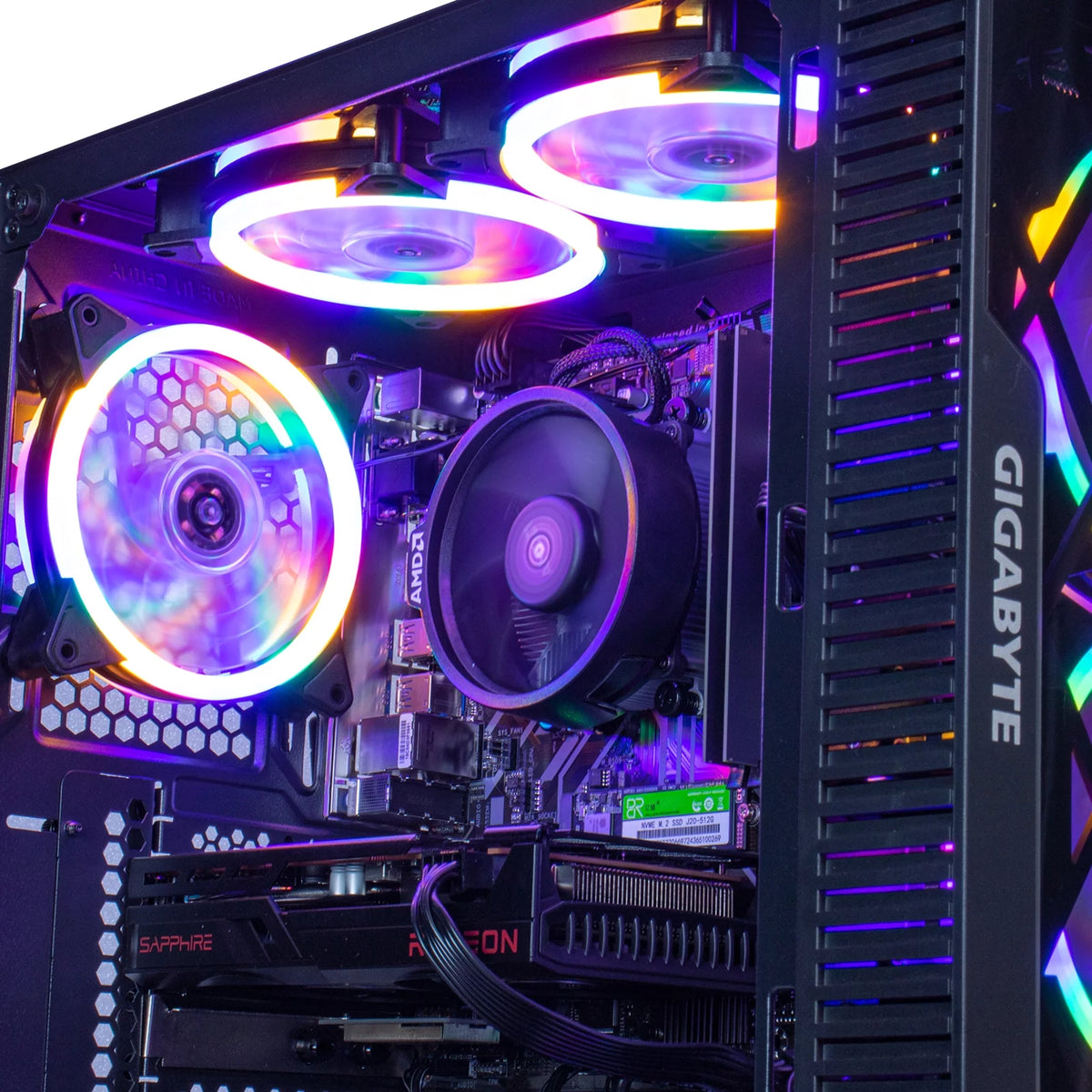 Gaming PC Desktop Computer, AMD Ryzen 5 4500 3.6GHz, RX6600, 16GB DDR4, 500GB NVME SSD, 6 RGB Fans V784