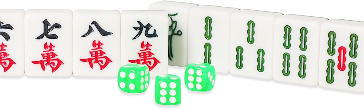 1.65'' Large Size 146 Green Tiles Mahjong Set with Blue Carrying Bag C646012