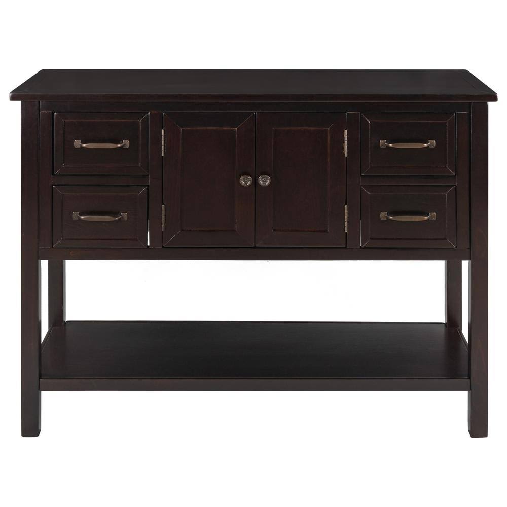 Espresso Solid Wood Console Table with 4 Drawers A233327