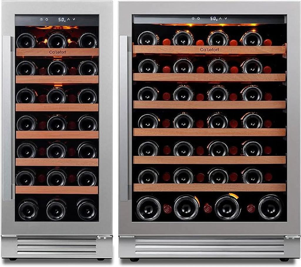 24 inch 54 Bottle Dual Zone Wine Cooler Refrigerator with Stainless Steel frame T777