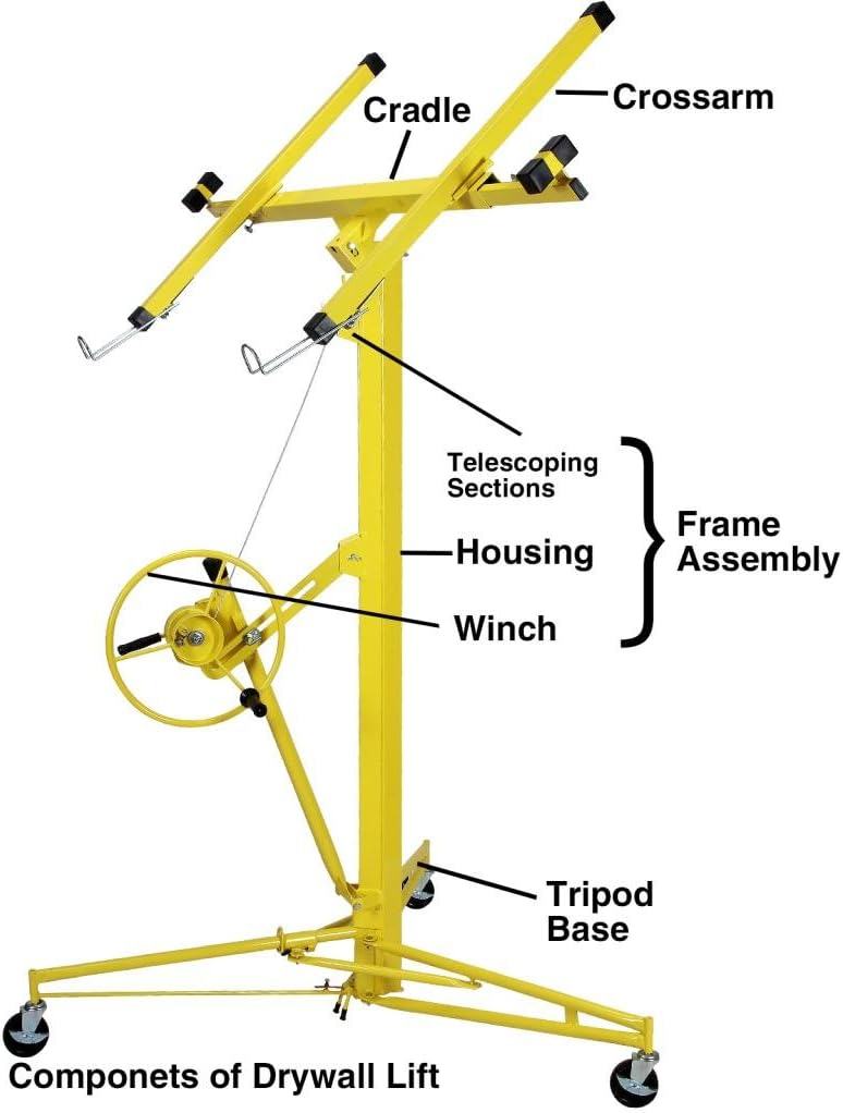 Drywall Lift Rolling Panel Hoist Jack Lifter 16FT P8023