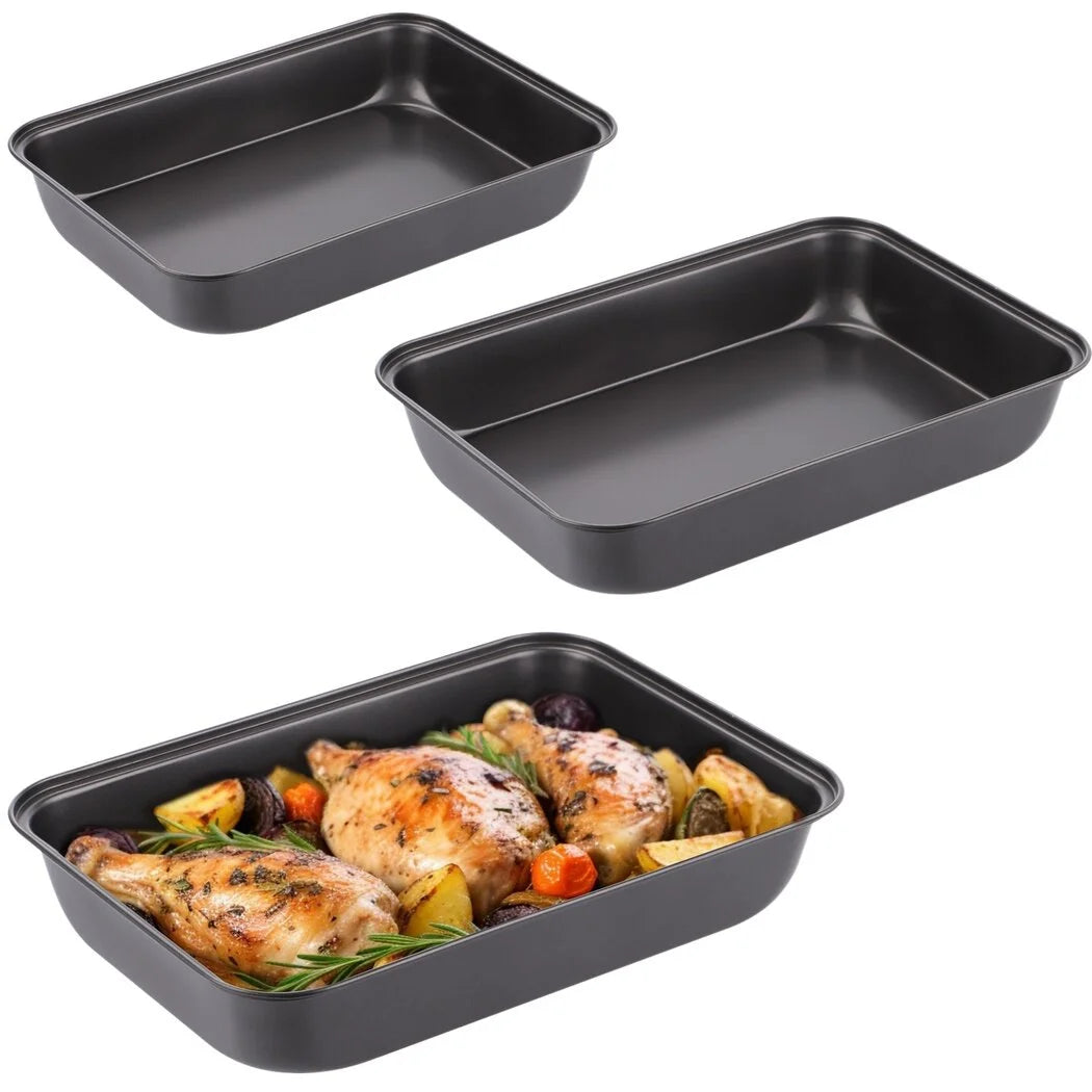 3 PCS Non-Stick Carbon Steel Baking Trays Set W1680