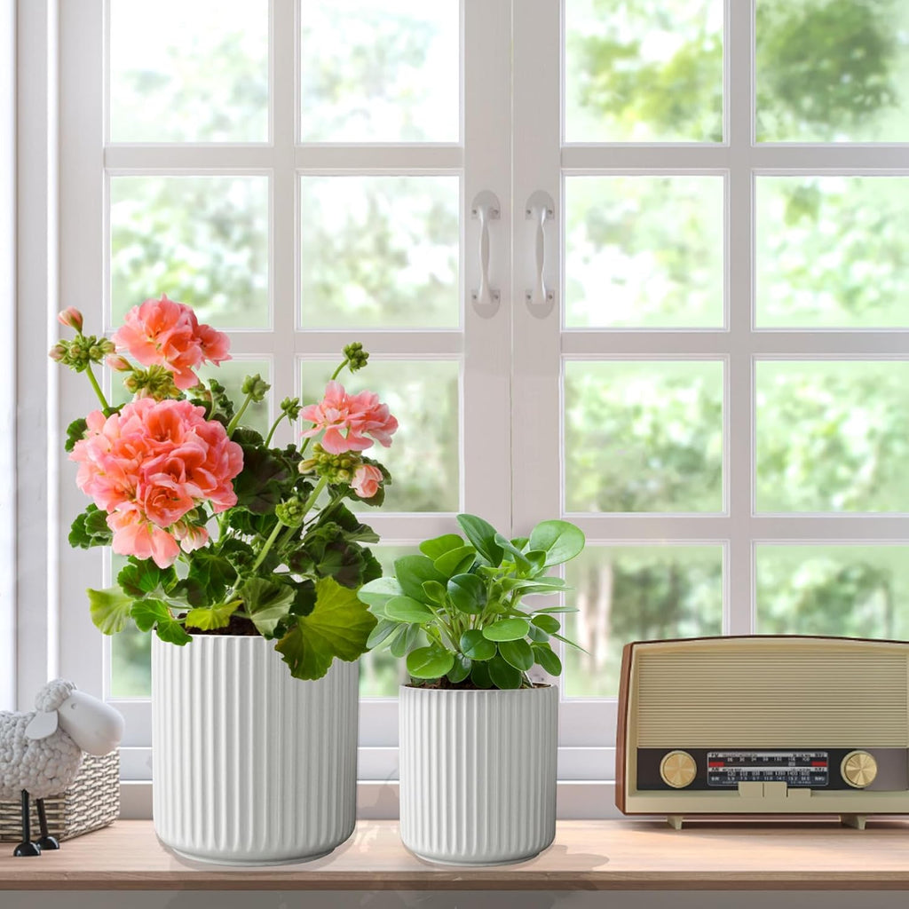 White Ceramic Utensil Holder, Set of 2 C934
