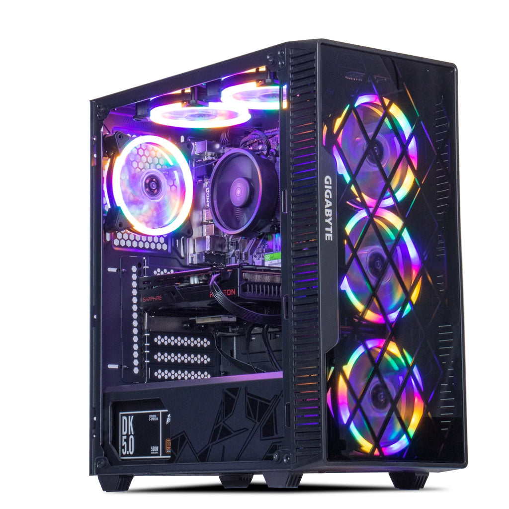 Gaming PC Desktop Computer, AMD Ryzen 5 4500 3.6GHz, RX6600, 16GB DDR4, 500GB NVME SSD, 6 RGB Fans V784