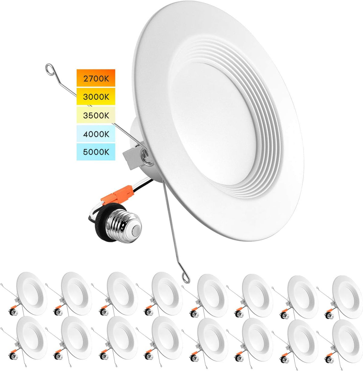 5/6 Inch LED Recessed Retrofit Downlight, 14W, Color Selectable, Dimmable, 1100 Lumens, 4 Pack X5846