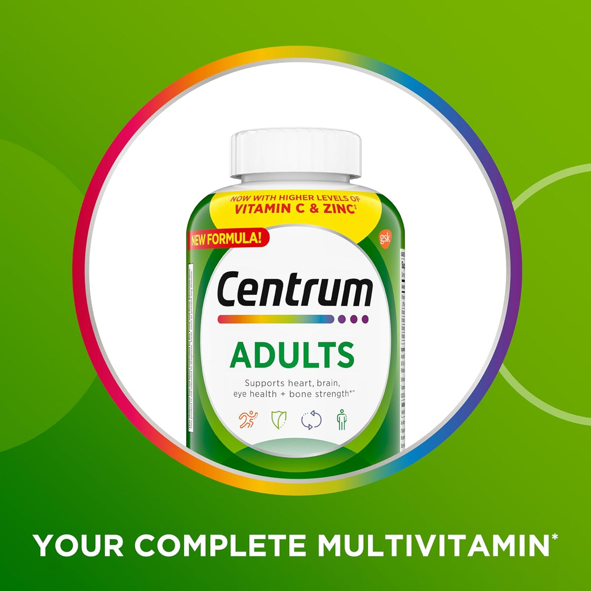 200 Count Adult Multivitamin Supplement with Zinc, Vitamin D3, B Vitamins F4888