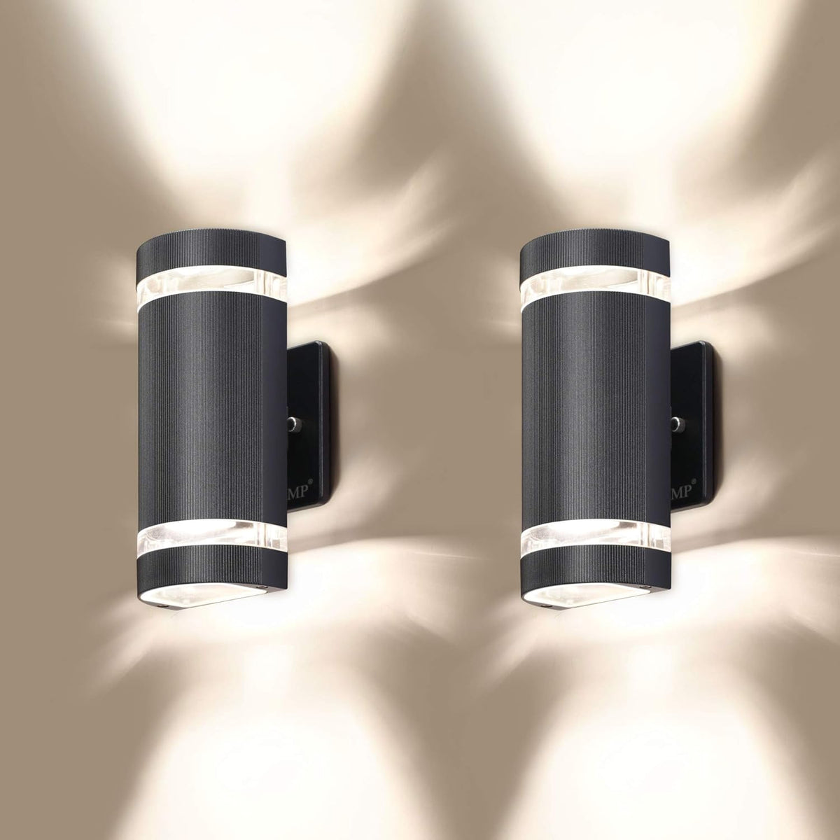 2 Pack Semi Cylinder Up and Down Lights Aluminum Waterproof Outdoor Wall Lamps Y8224
