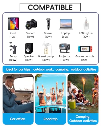300W DC 12V to 110V AC Car Power Inverter with USB-C & USB-A L6946