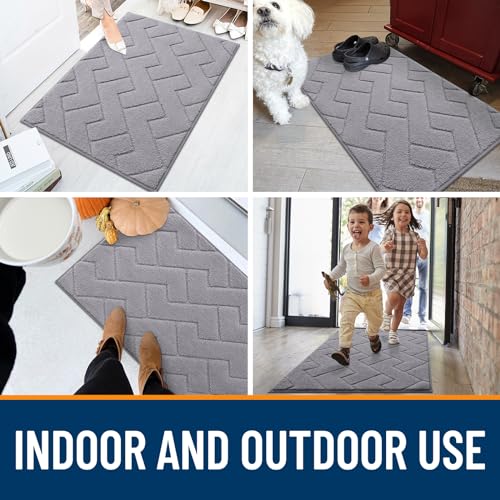Grey 30x20 Non-Slip Washable Microfiber Dog Door Mat N9230