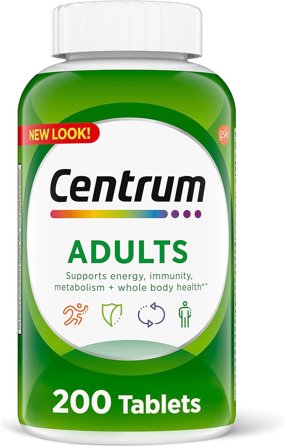 200 Count Adult Multivitamin Supplement with Zinc, Vitamin D3, B Vitamins F4888